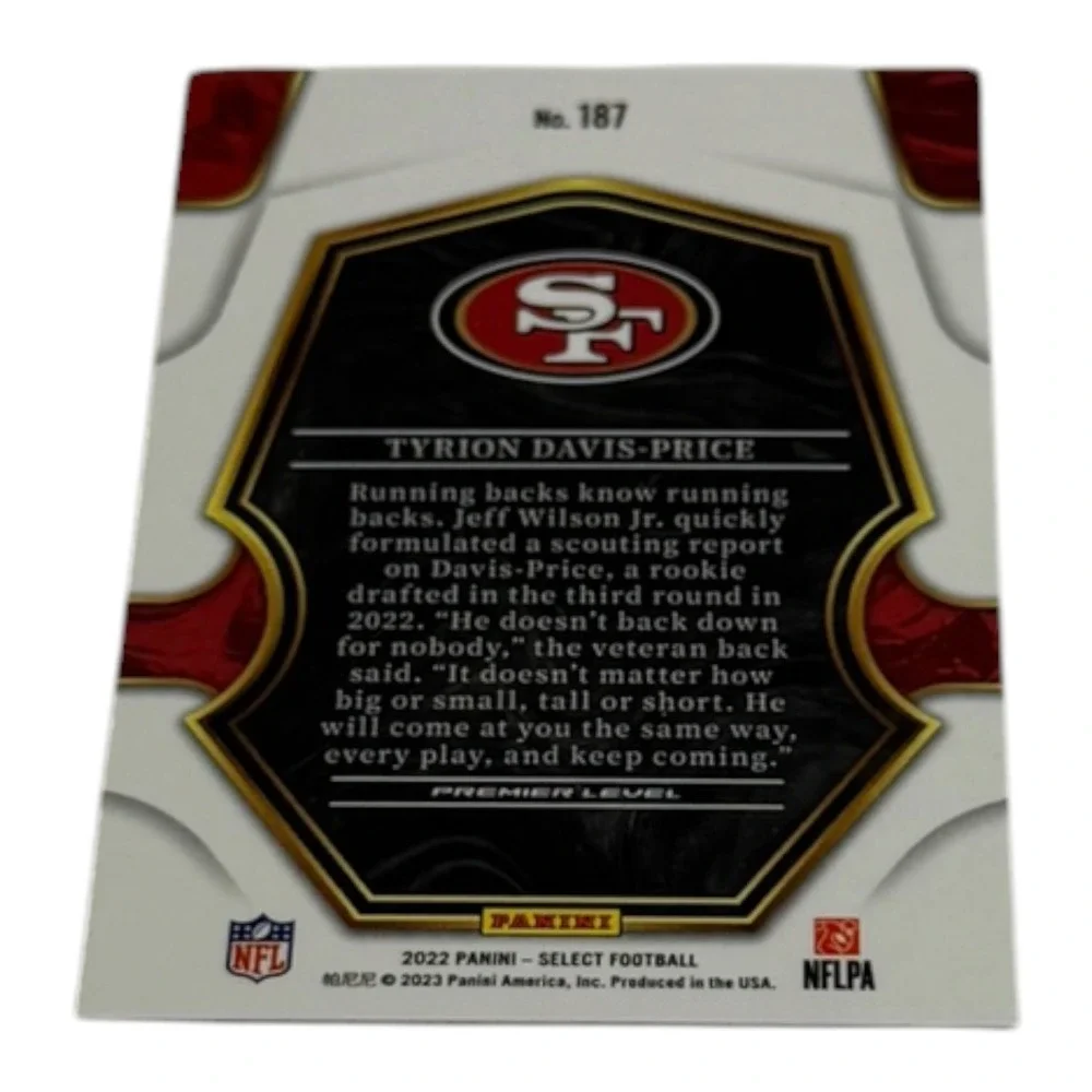 2022 Panini Select Tyrion Davis-Price Rookie RC Premier Level Red Die-Cut #187